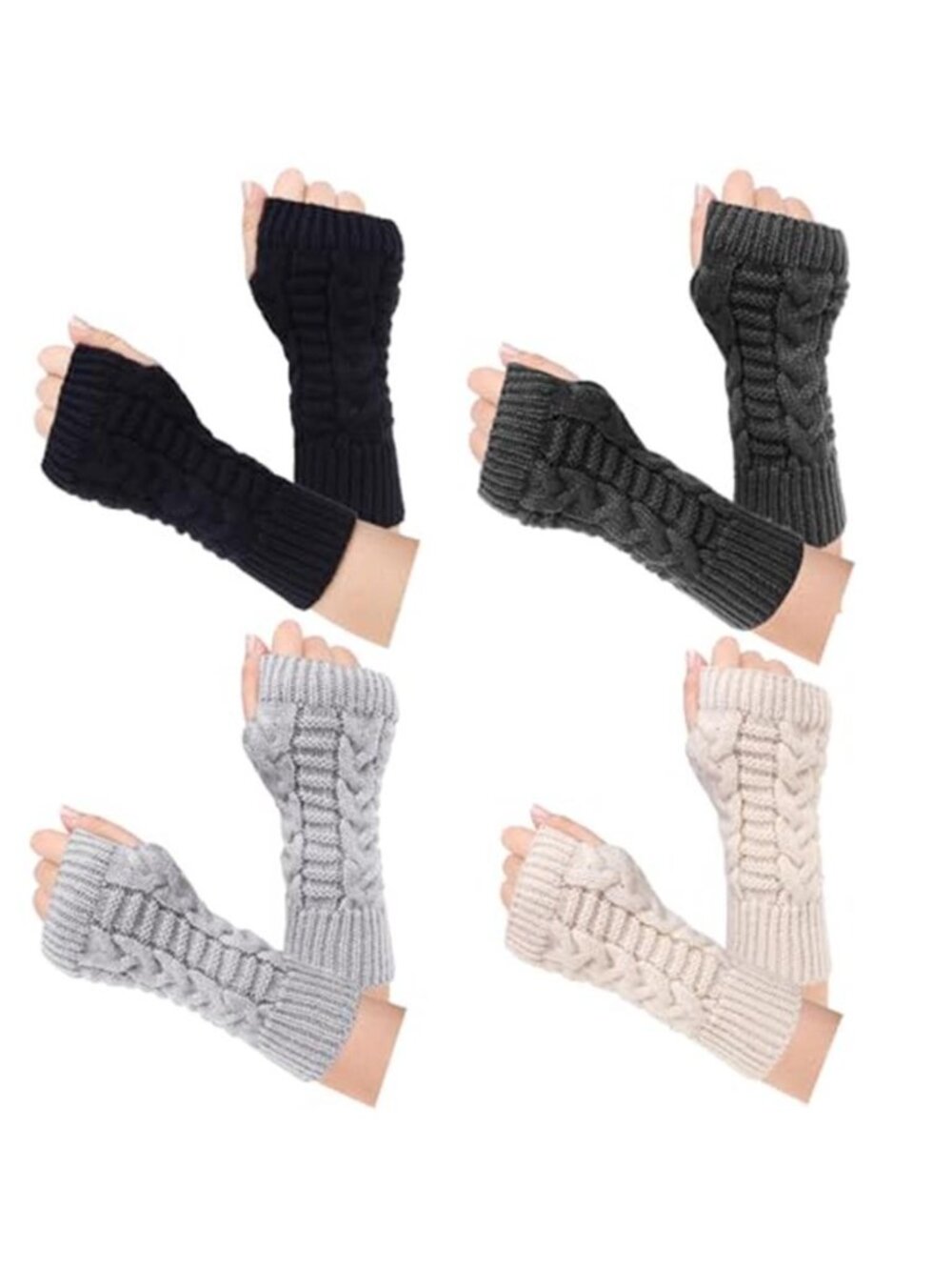 Fingerless Gloves for Women, Winter Warm Knit Arm Warmers